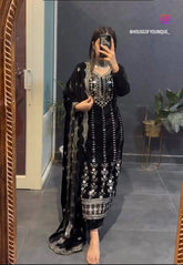 New Velvet Top -Pent Dupatta Set Fully Stitched Ready To Wear